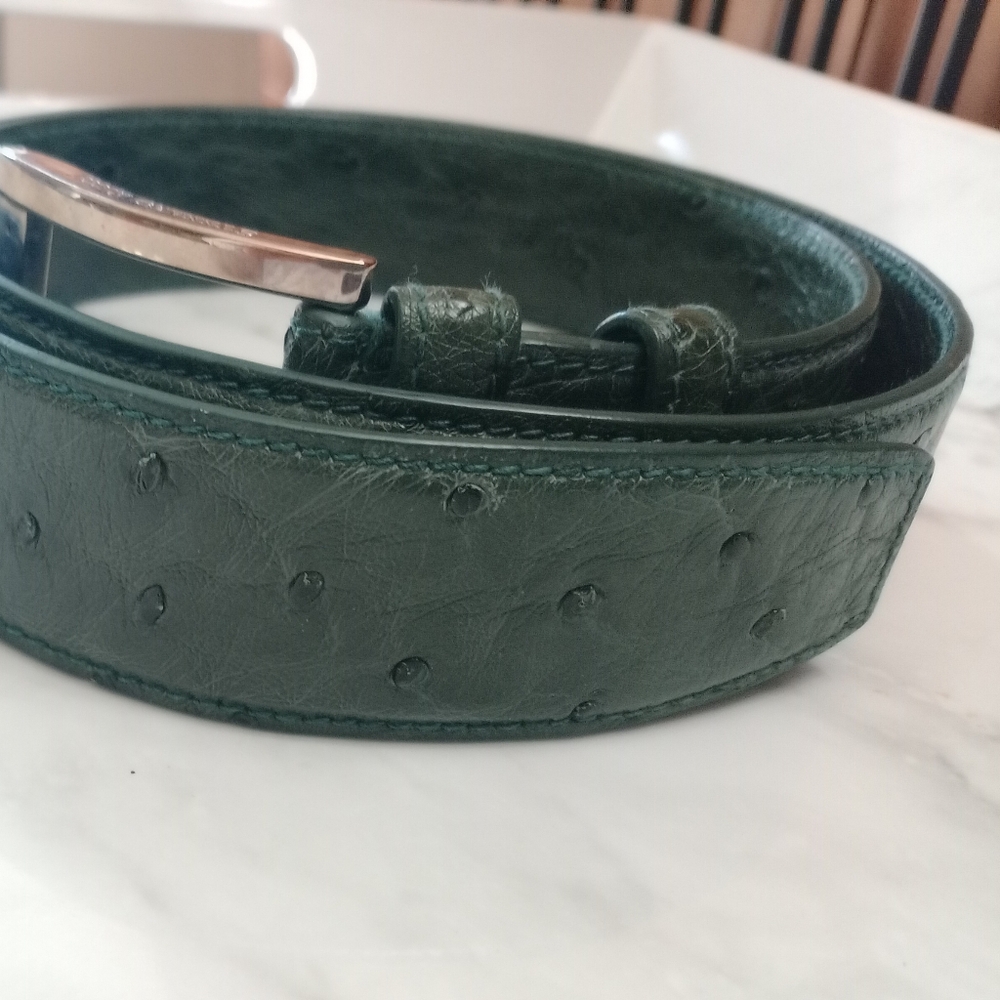 Stefano Ricci Green Ostrich Leather Belt